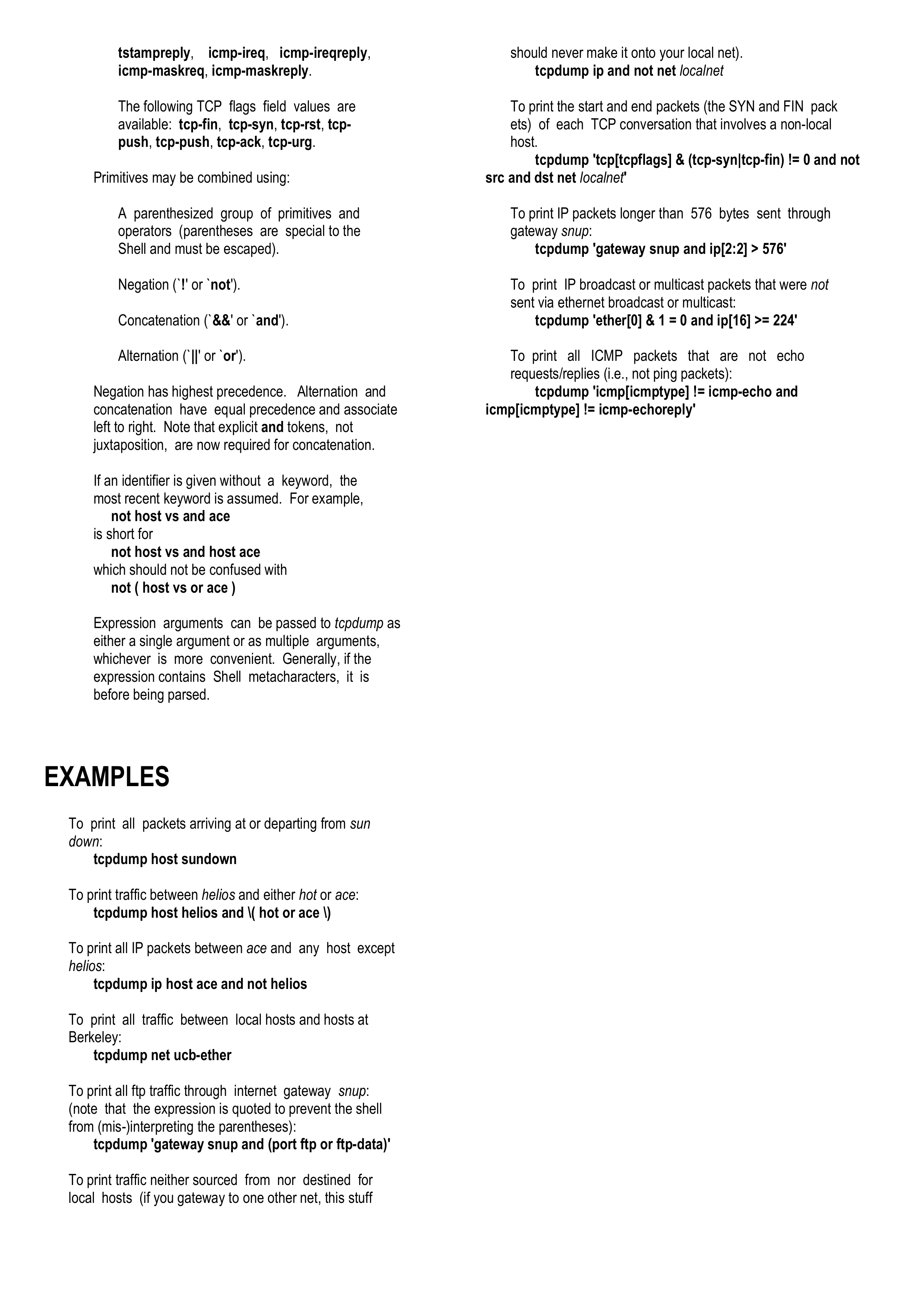 Tcpdump Commands